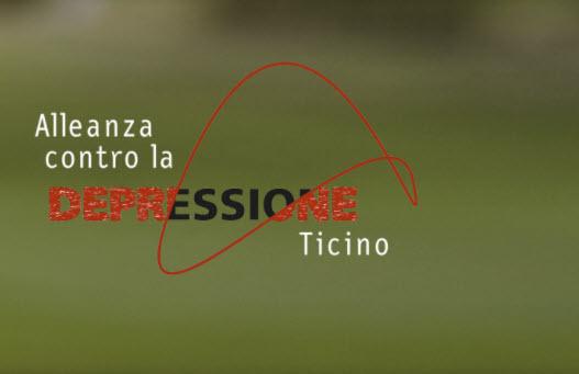 Scritta bianca e rosso "alleanza contro la depressione Ticino"